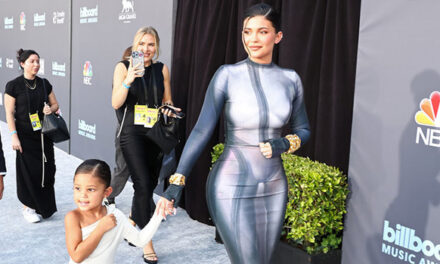 Stormi Webster, 4, wears a cute dress to BBMAs with Kylie Jenner to support dad Travis.